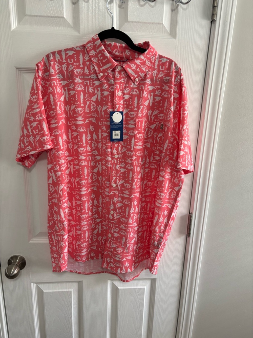 HUK Men's Coral Short-Sleeve Button-Up Shirt